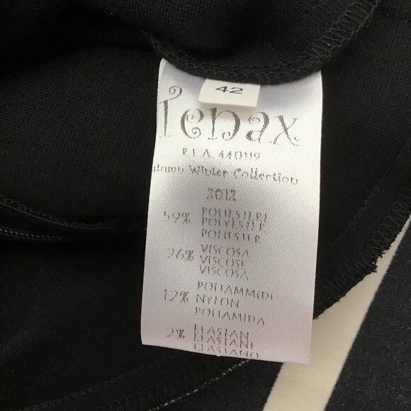 Tenax pleated BLACK ECRU classic retro dress sleeveless round neck stretchy 42 - Picture 10 of 15